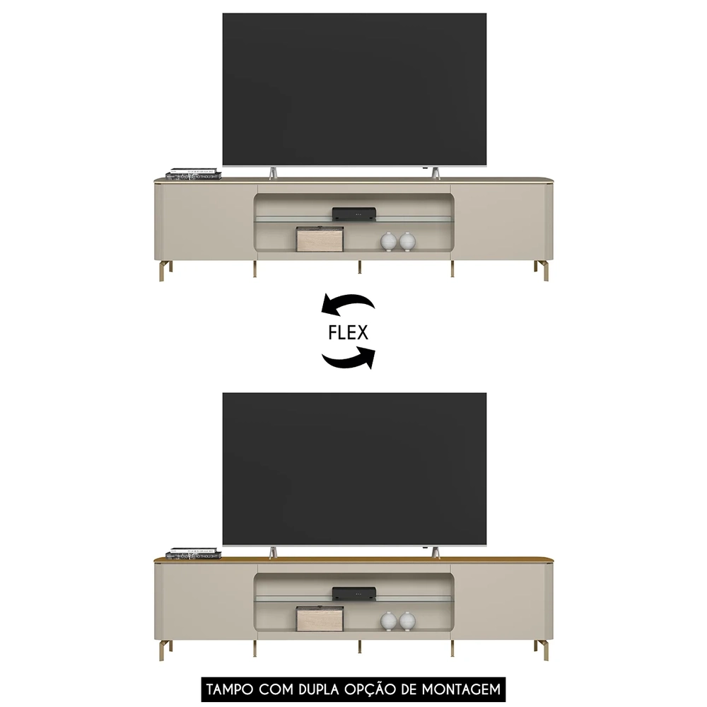 Rack Bancada Para TV 85 Pol 239cm Martan Tauari/Off Flex L06 - Mpozenato