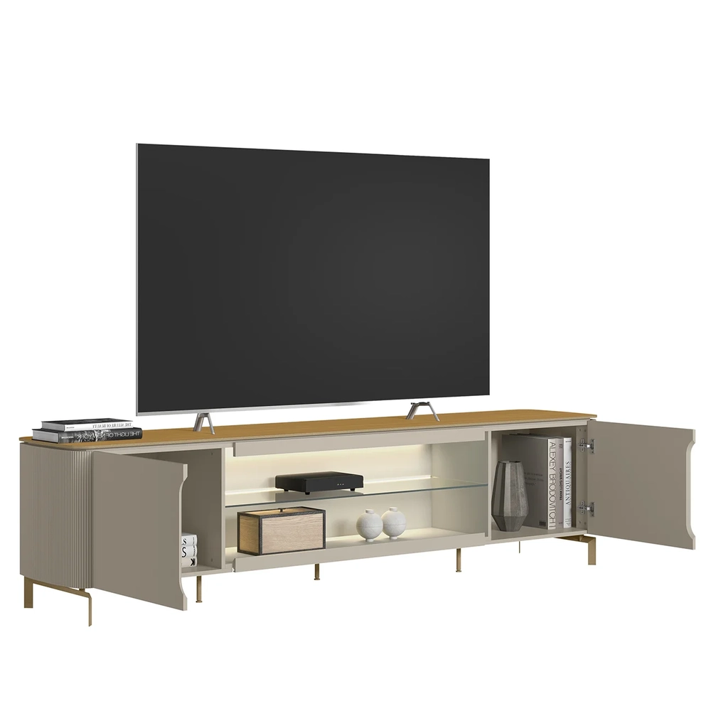 Rack Bancada TV 85 Pol 239cm com LED Martan Tauari/Off Flex L06 - Mpozenato