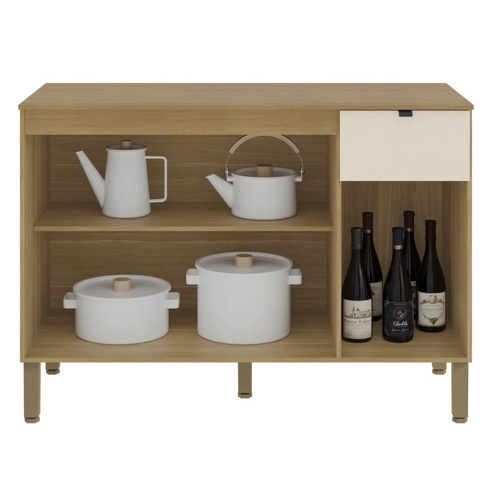 Balcão de Cozinha Com Tampo 120cm Laura Plus Soft/Freijó Z06 - Mpozenato