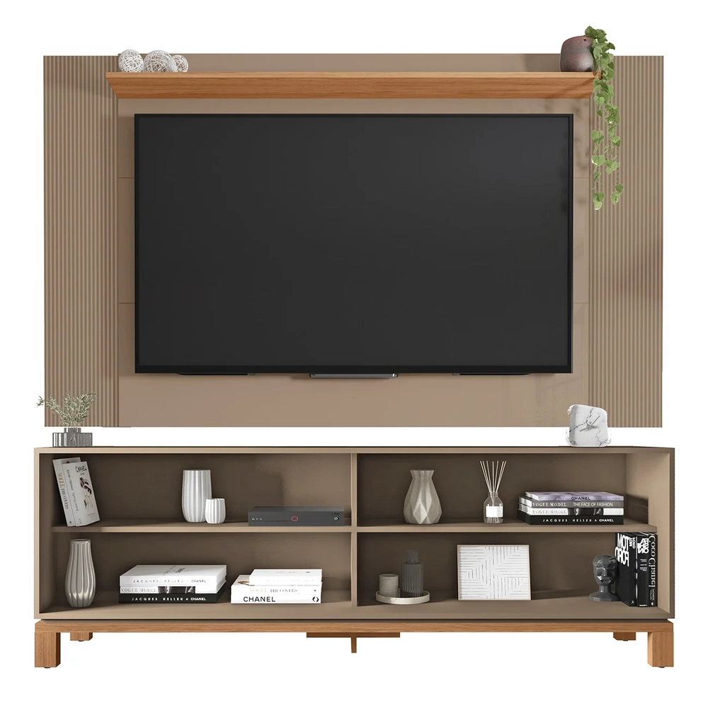 Painel Para TV 65 Pol e Rack Bancada 180cm Lucca Areia/Freijó C01 - Mpozenato
