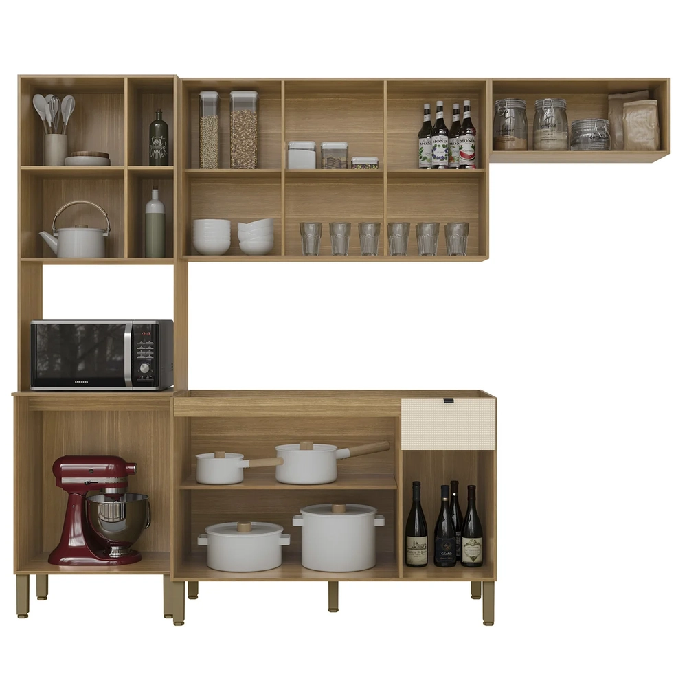 Cozinha Compacta Balcão Com Pia 120cm Laura Plus Freijó/Soft Z06 - Mpozenato