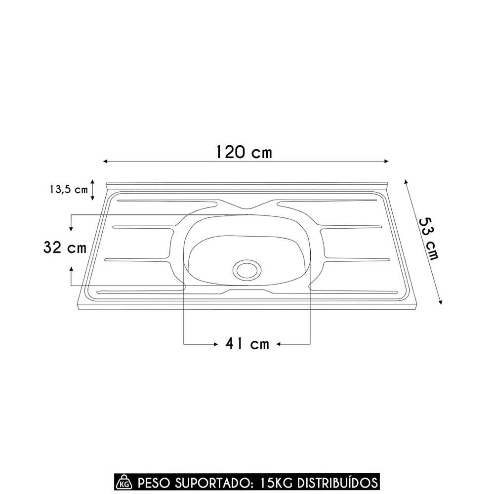 Cozinha Compacta Balcão Com Pia 120cm Laura Plus Soft/Freijó Z06 - Mpozenato