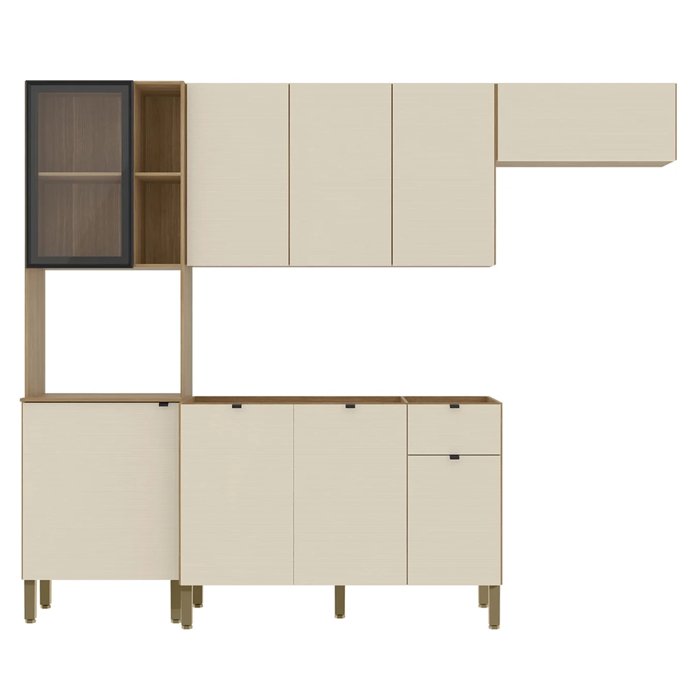 Cozinha Compacta Balcão Com Pia 120cm Laura Plus Soft/Freijó Z06 - Mpozenato