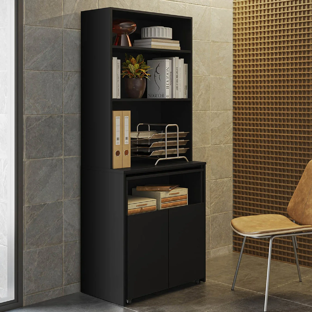 Estante Escrivaninha Para Escritório Home Office Salt Preto Z06 - Mpozenato