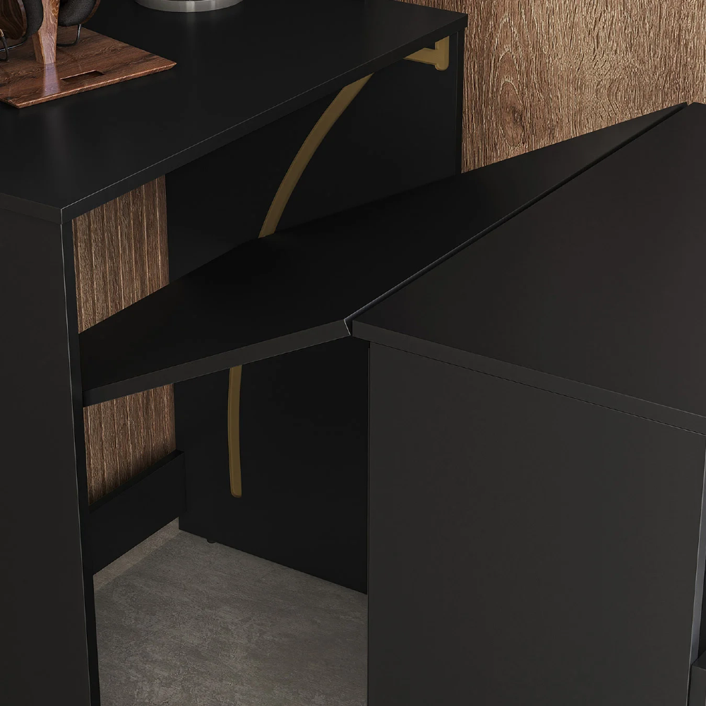 Estante Escrivaninha Para Escritório Home Office Salt Preto Z06 - Mpozenato