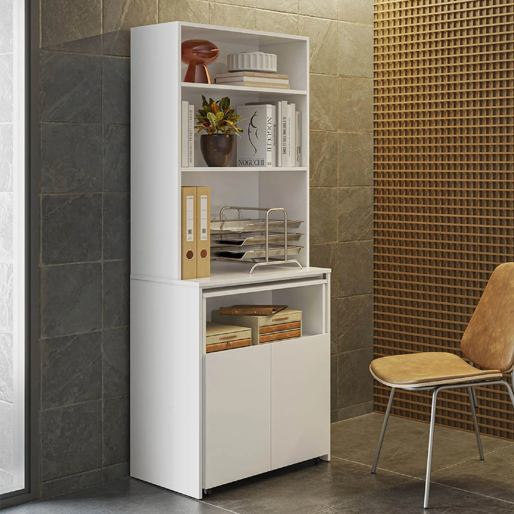 Estante Escrivaninha Para Escritório Home Office Salt Branco Z06 - Mpozenato