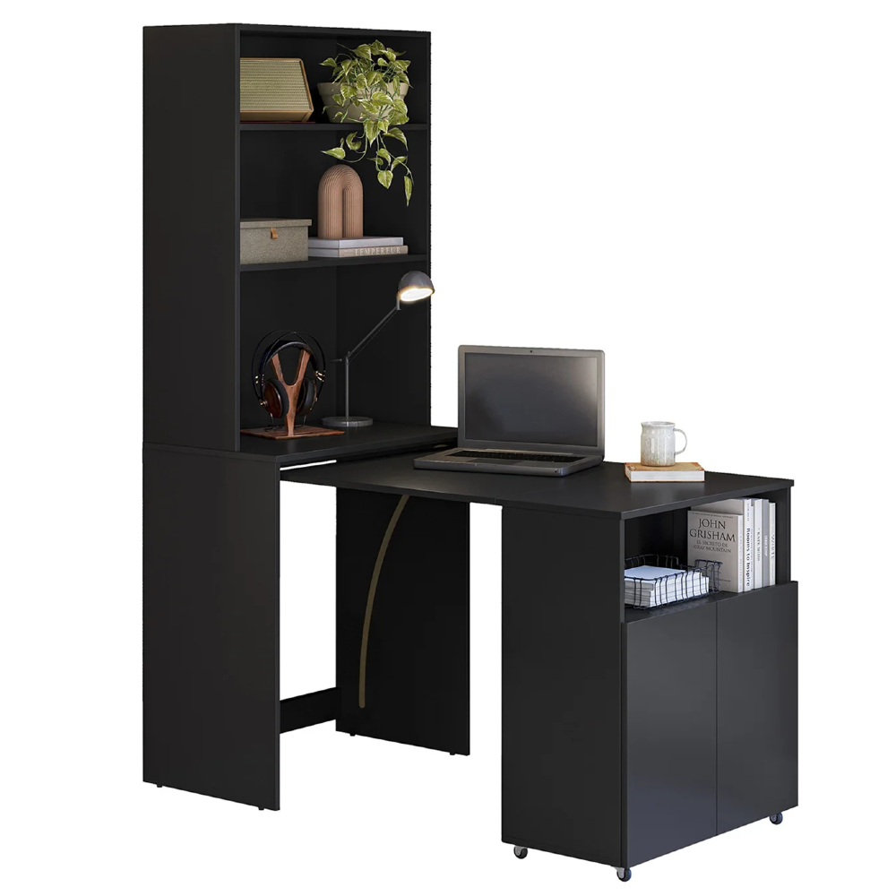 Mesa Escrivaninha Bancada de Estudos Para Quarto Salt Preto Z06 - Mpozenato