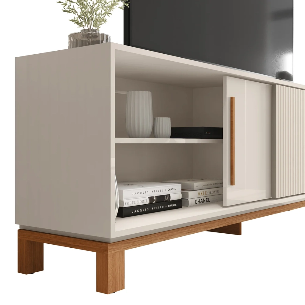 Rack Bancada Para TV 65 Pol 180cm Lucca Off White/Freijó C01 - Mpozenato