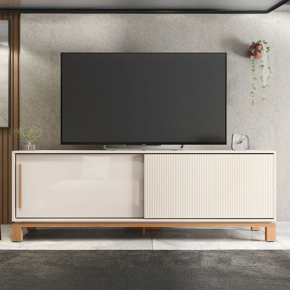 Rack Bancada Para TV 65 Pol 180cm Lucca Off White/Freijó C01 - Mpozenato