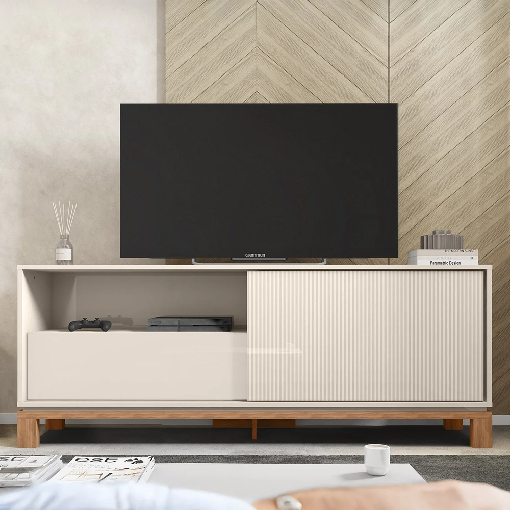 Rack Bancada Para TV 55 Pol 150cm Lucca Off White/Freijó C01 - Mpozenato