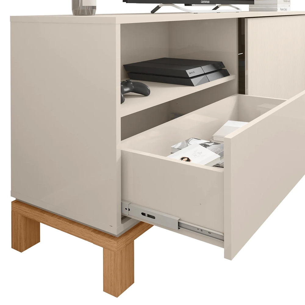 Rack Bancada Para TV 55 Pol 150cm Lucca Off White/Freijó C01 - Mpozenato