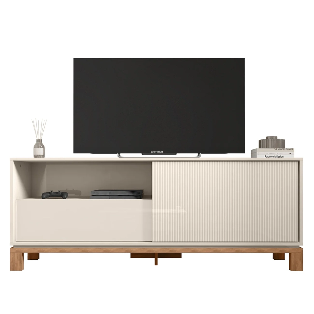 Rack Bancada Para TV 55 Pol 150cm Lucca Off White/Freijó C01 - Mpozenato