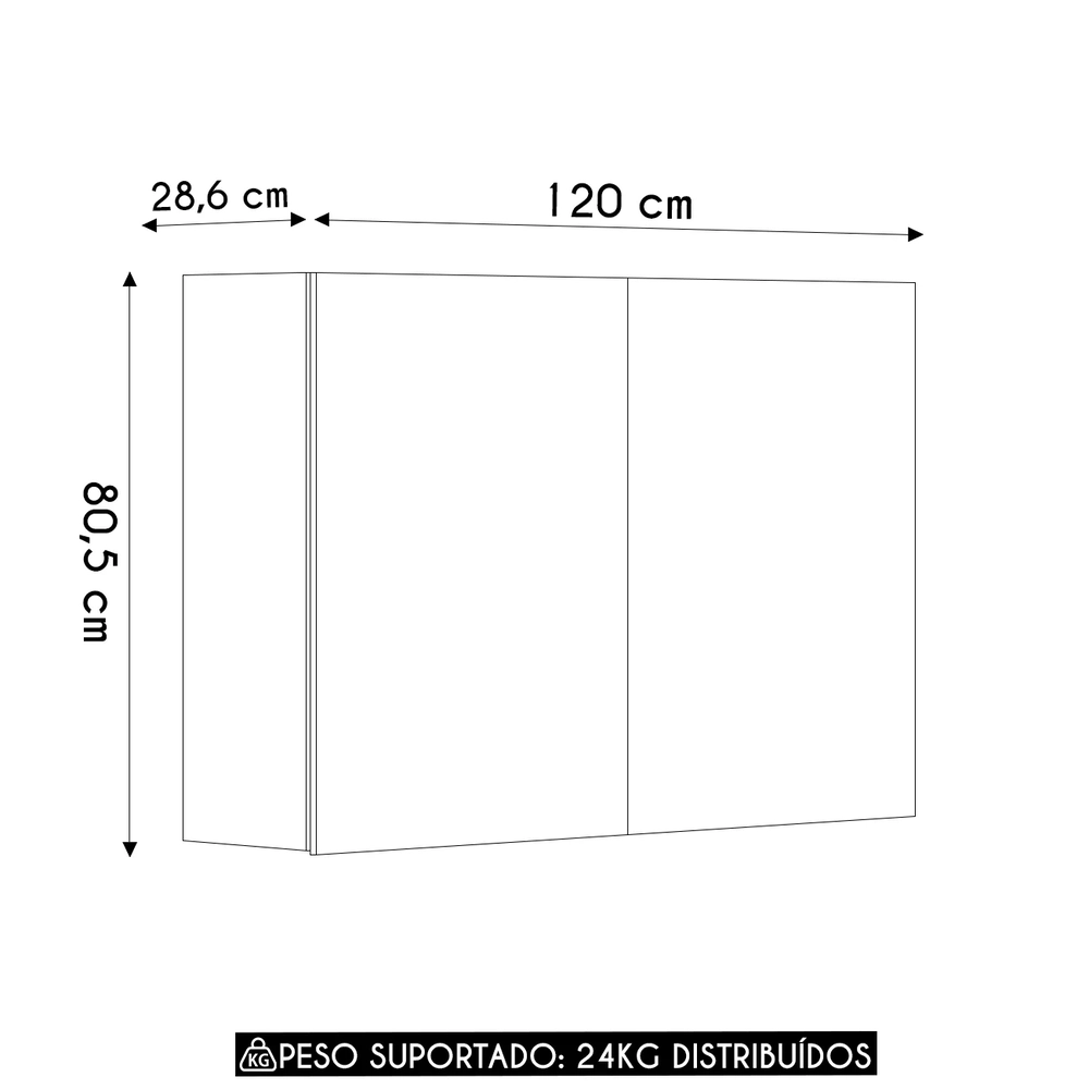 Armário de Cozinha Aéreo 2 Portas 120cm Minsk Freijó Z06 - Mpozenato