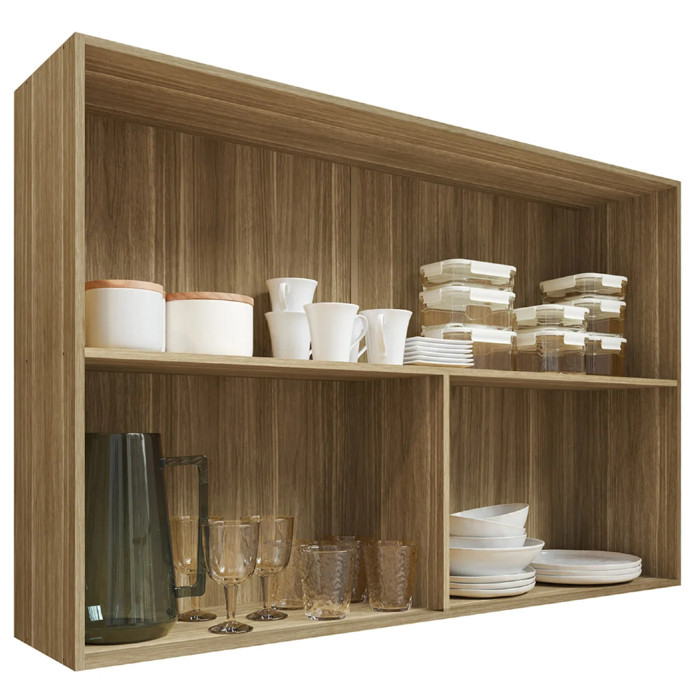 Armário de Cozinha 120cm 2 Portas de Vidro Minsk Freijó Z06 - Mpozenato