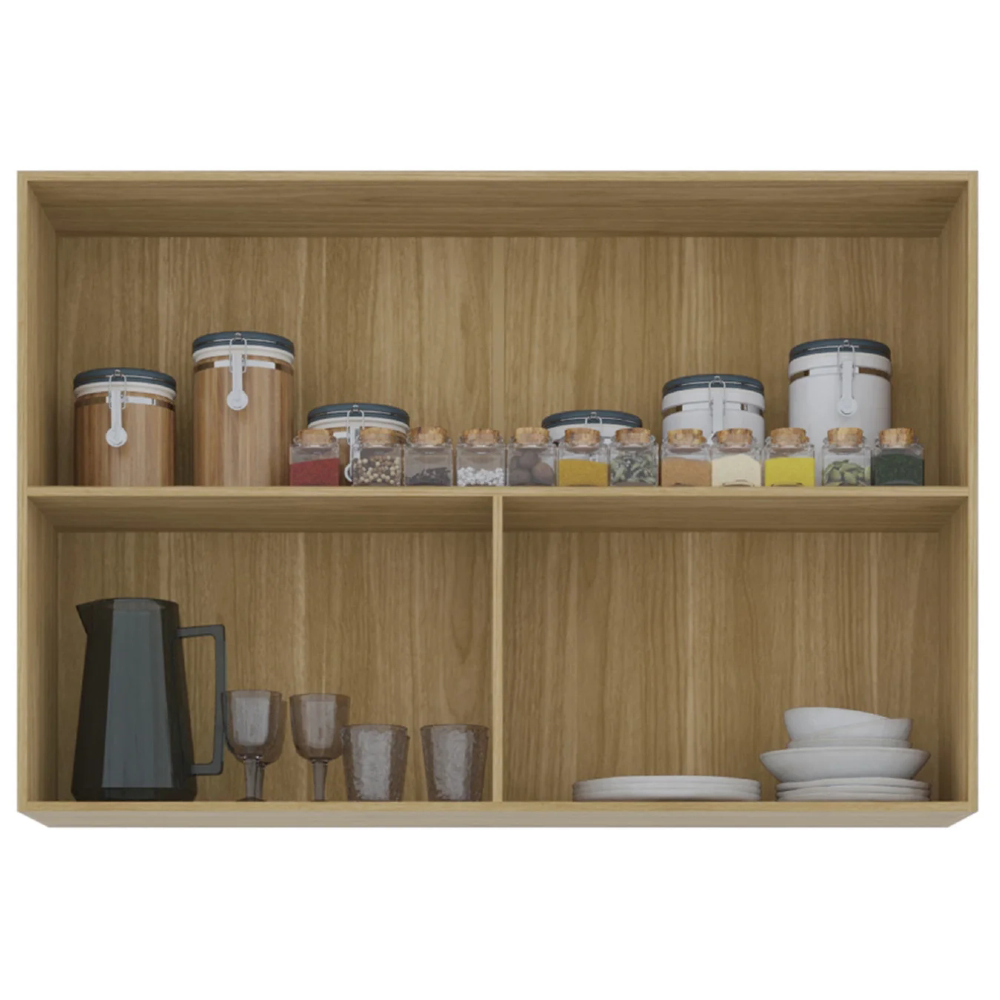 Armário de Cozinha 120cm 2 Portas de Vidro Minsk Freijó Z06 - Mpozenato