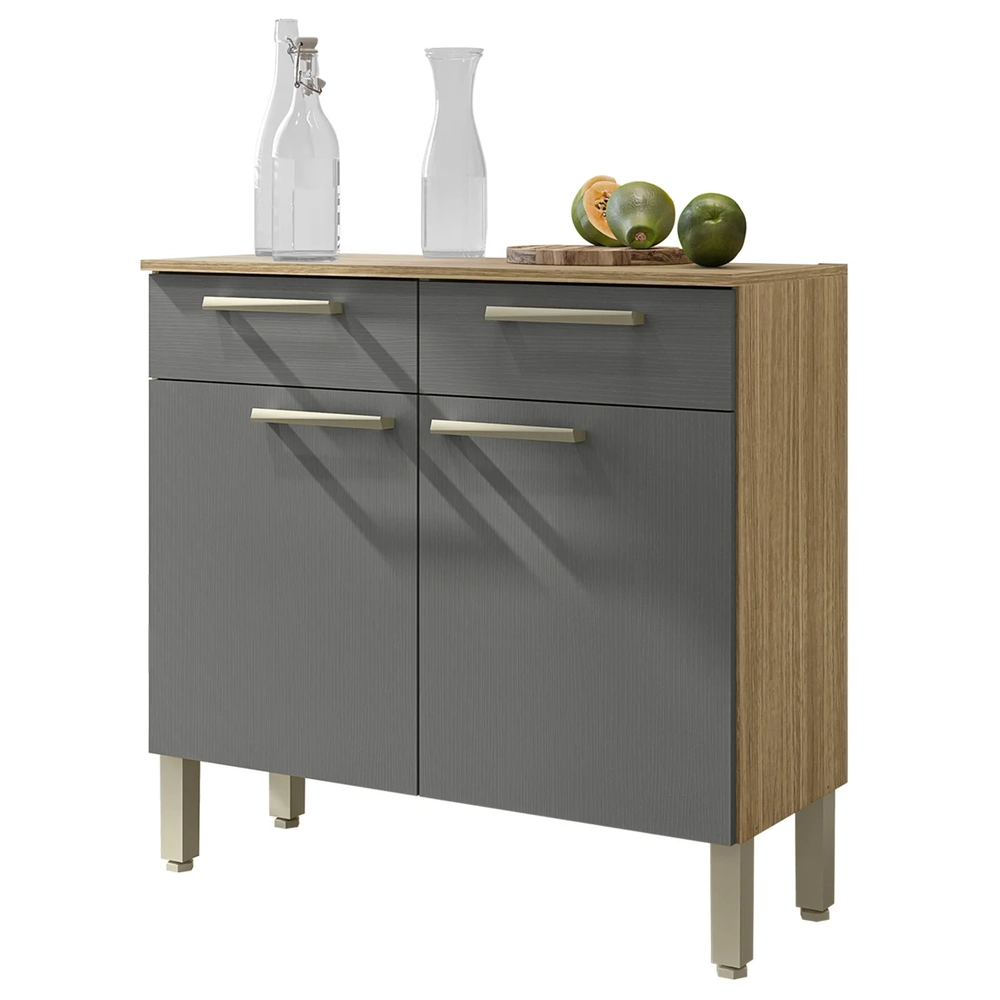 Balcão de Cozinha Com Tampo 91cm Vivian Freijó/Gris Z06 - Mpozenato