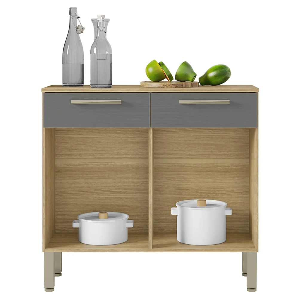 Balcão de Cozinha Com Tampo 91cm Vivian Freijó/Gris Z06 - Mpozenato