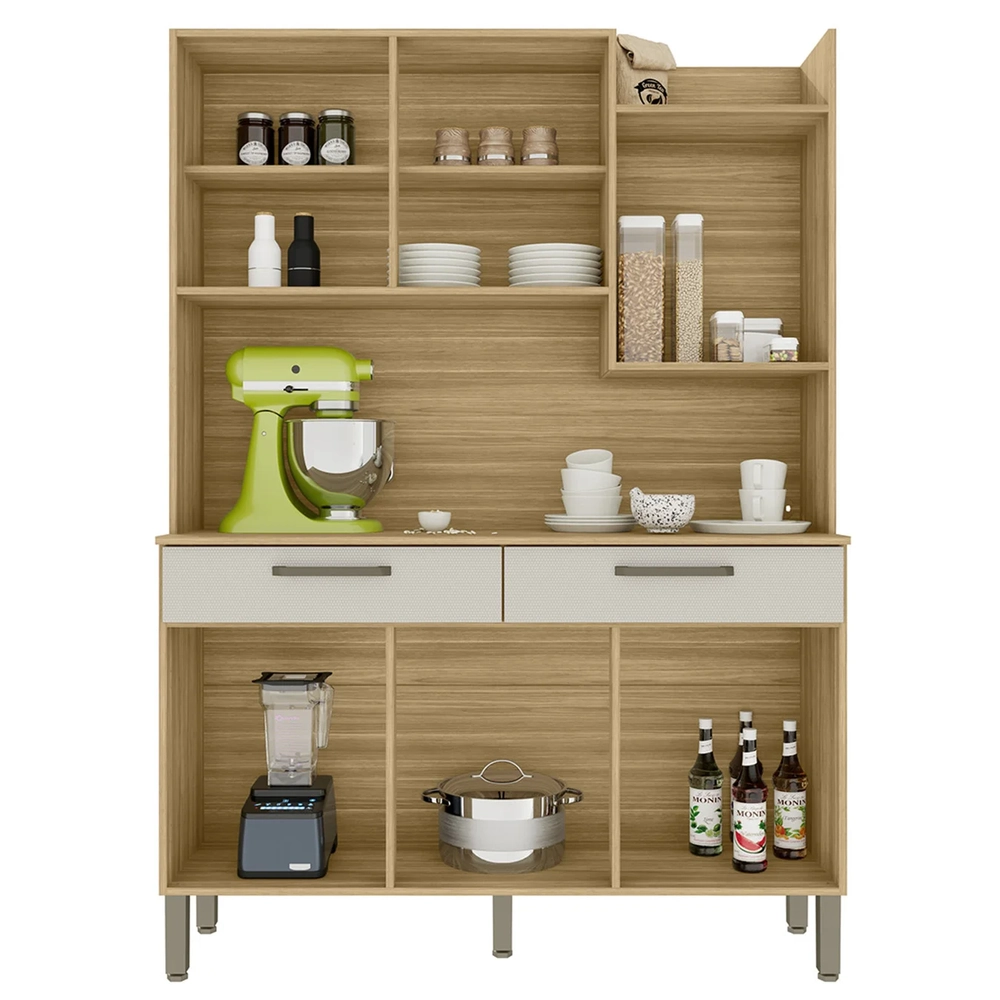 Armário de Cozinha Compacta 132cm Stella Freijó/Soft Z06 - Mpozenato