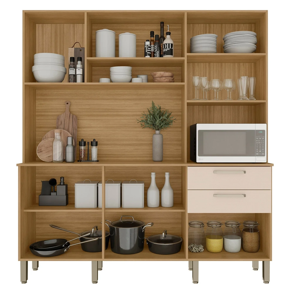 Armário de Cozinha Compacta 180cm Turim Plus Freijó/Soft Z06 - Mpozenato