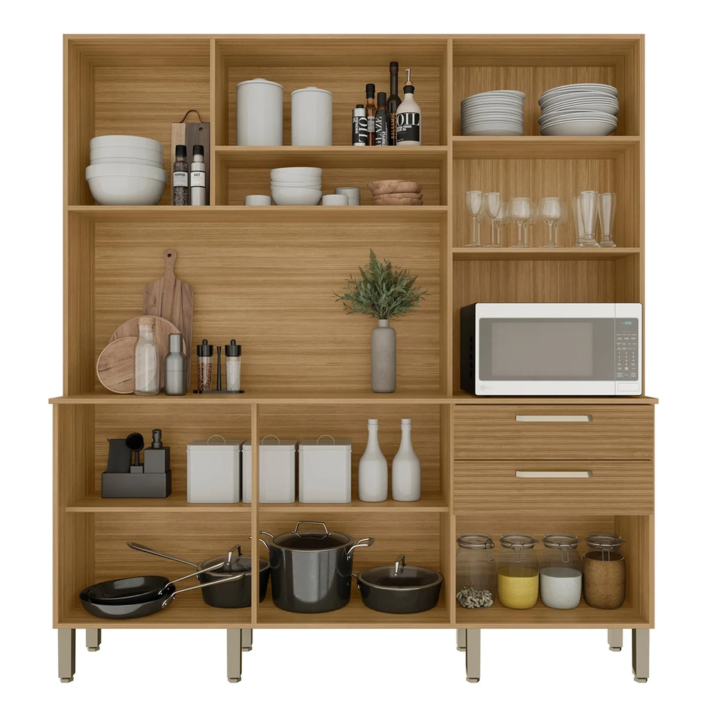 Armário de Cozinha Compacta 180cm Turim Plus Freijó/Supremo Z06 - Mpozenato