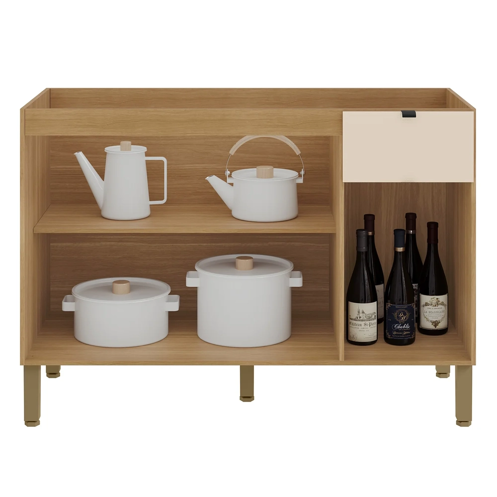 Balcão de Cozinha Sem Tampo 120cm Laura Plus Soft/Freijó Z06 - Mpozenato