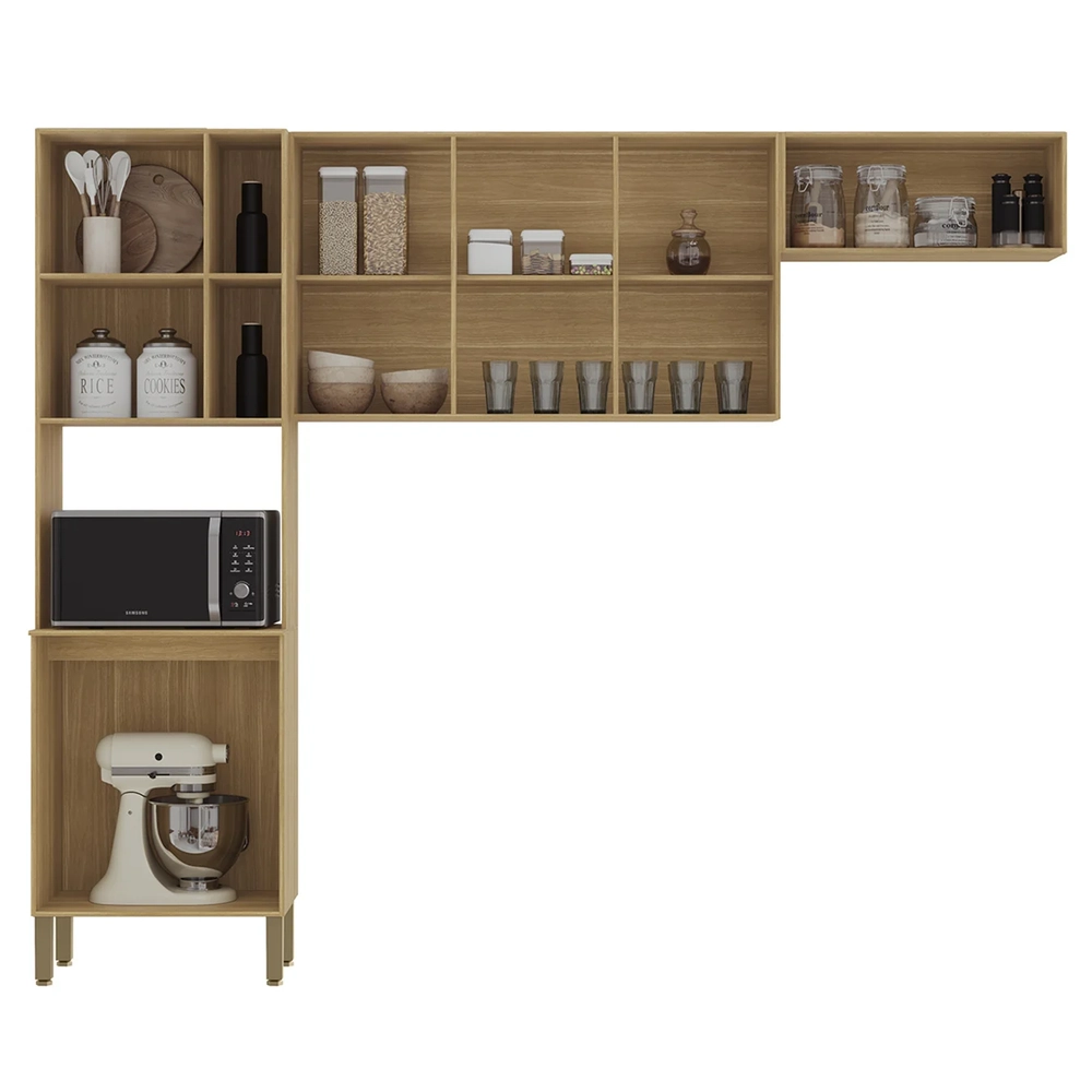 Armário de Cozinha Compacta 251cm Laura Plus Soft/Freijó Z06 - Mpozenato