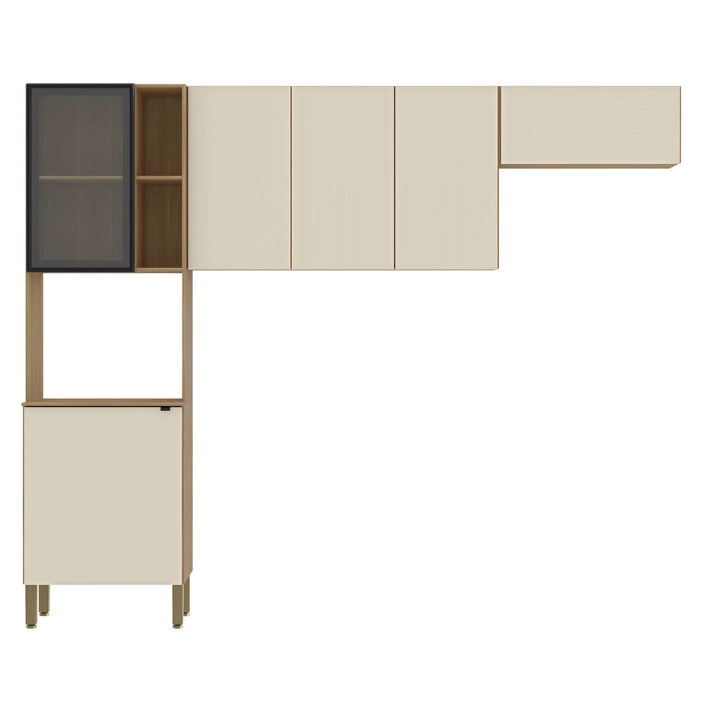 Armário de Cozinha Compacta 251cm Laura Plus Soft/Freijó Z06 - Mpozenato