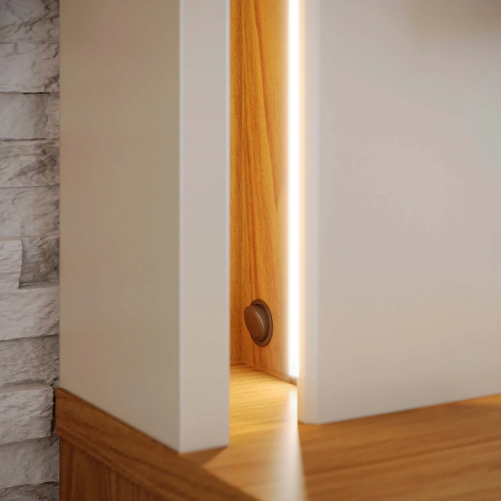 Estante Painel TV 75 Pol Com LED 200cm Mafra Freijó/Off White C05 - Mpozenato