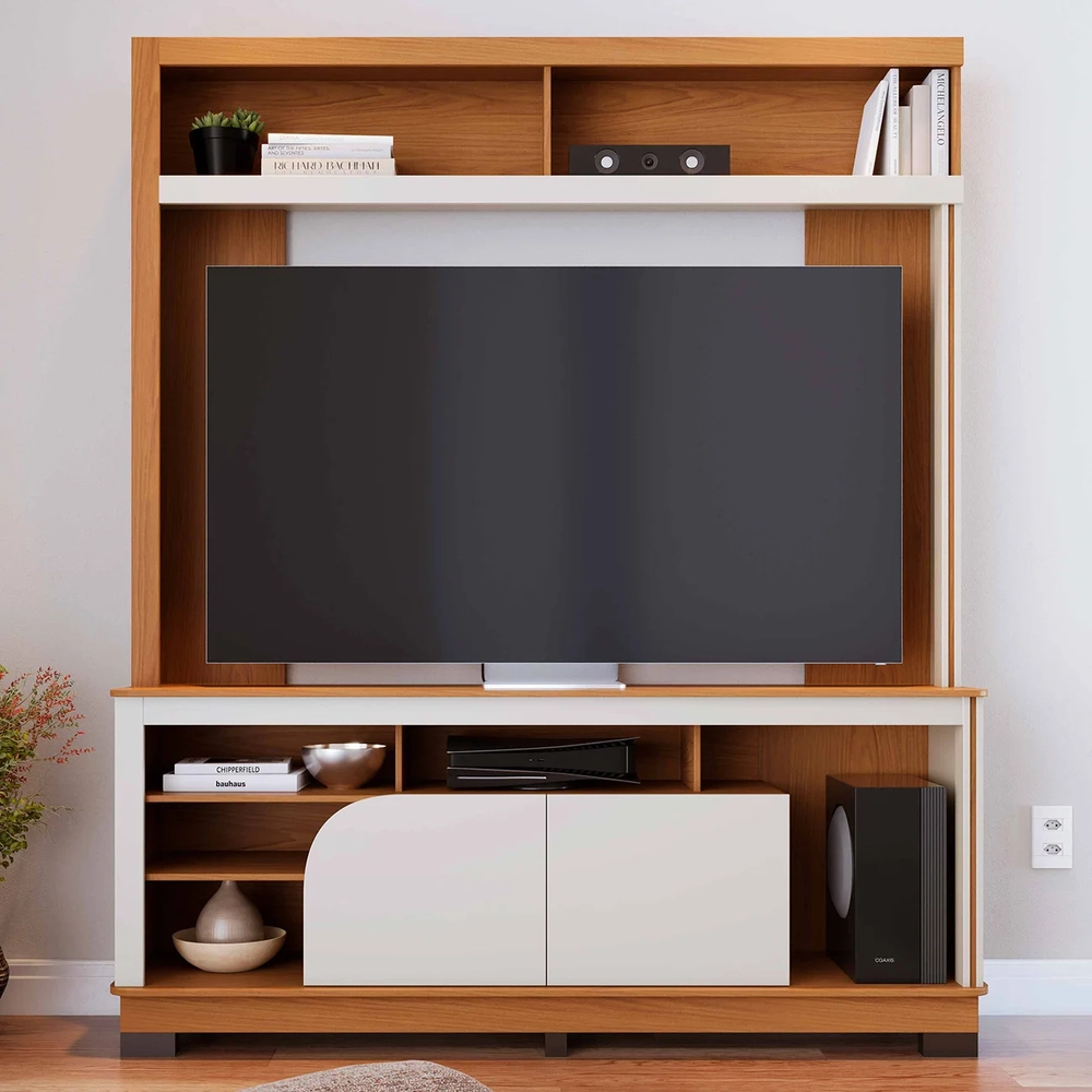 Estante Para TV 65 Pol 160cm Braga Freijó/Off White C05     - Mpozenato
