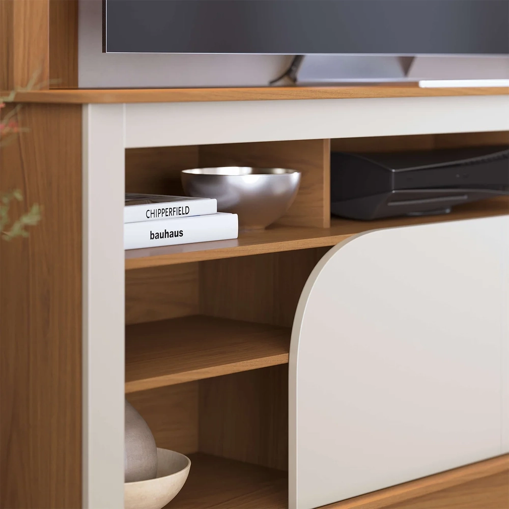 Estante Para TV 65 Pol 160cm Braga Freijó/Off White C05     - Mpozenato