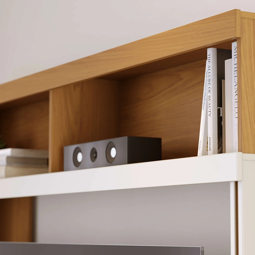 Estante Para TV 65 Pol 160cm Braga Freijó/Off White C05     - Mpozenato