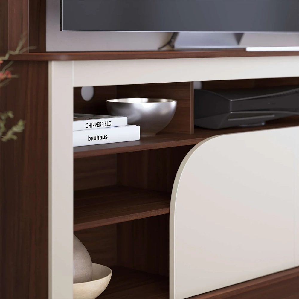 Estante Para TV 65 Pol 160cm Braga Nogueira Real/Off White C05 - Mpozenato