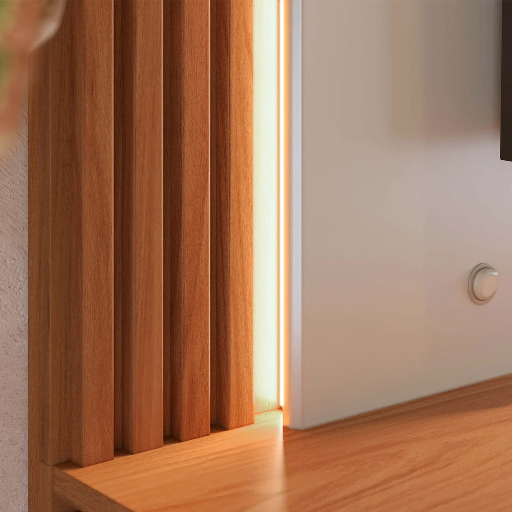 Painel TV 75 Pol e Bancada Suspensa Trento Off White/Freijó C05 - Mpozenato