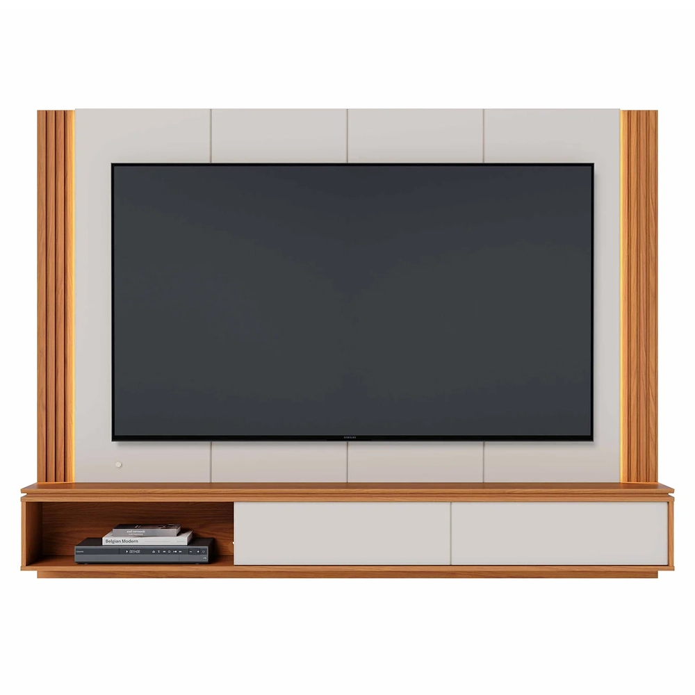 Painel TV 75 Pol e Bancada Suspensa Trento Off White/Freijó C05 - Mpozenato