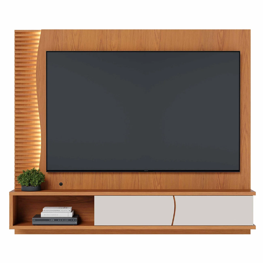 Painel TV 65 Pol e Bancada Suspensa Sintra Freijó/Off White C05 - Mpozenato