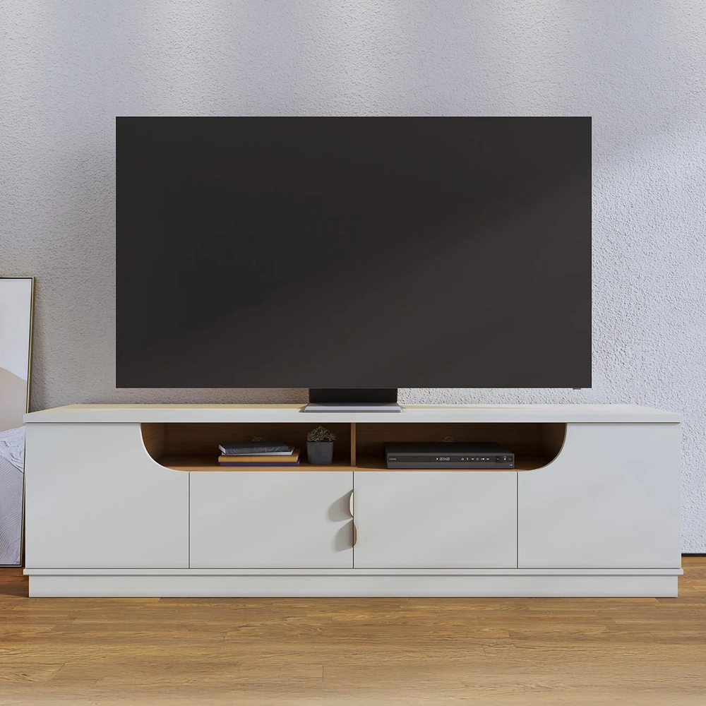 Rack Bancada Para TV 75 Pol 200cm Brescia Off White/Freijó C05 - Mpozenato