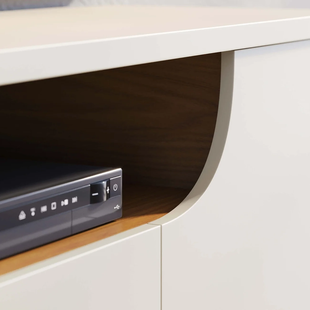 Painel TV 75 Pol Chile e Rack Brescia Off White/Freijó C05  - Mpozenato