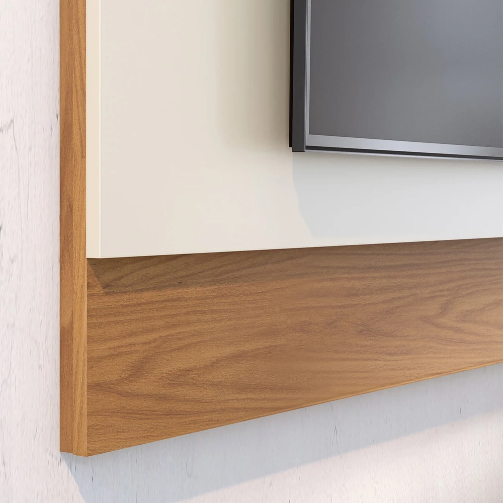 Painel TV 75 Pol Chile e Rack Brescia Off White/Freijó C05  - Mpozenato