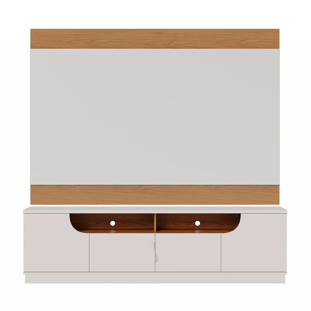 Painel TV 75 Pol Chile e Rack Brescia Off White/Freijó C05  - Mpozenato