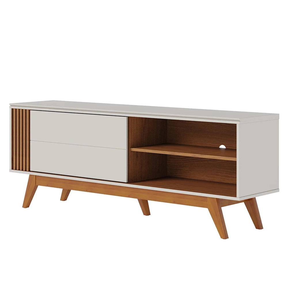 Rack Bancada Para TV 60 Pol 160cm Diana Off White/Freijó C05 - Mpozenato