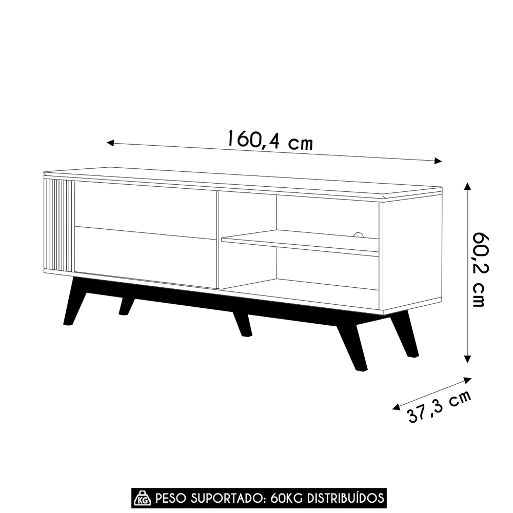 Rack Bancada Para TV 60 Pol 160cm Diana Off White/Freijó C05 - Mpozenato