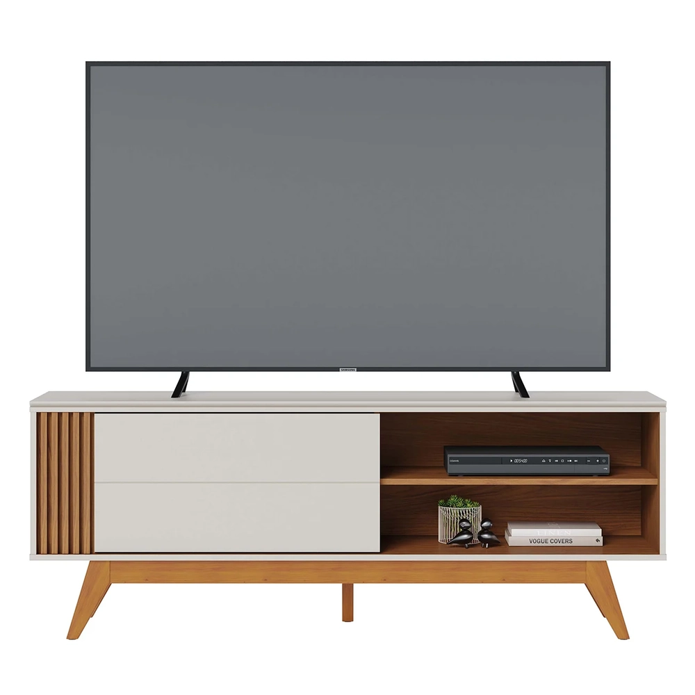 Rack Bancada Para TV 60 Pol 160cm Diana Off White/Freijó C05 - Mpozenato