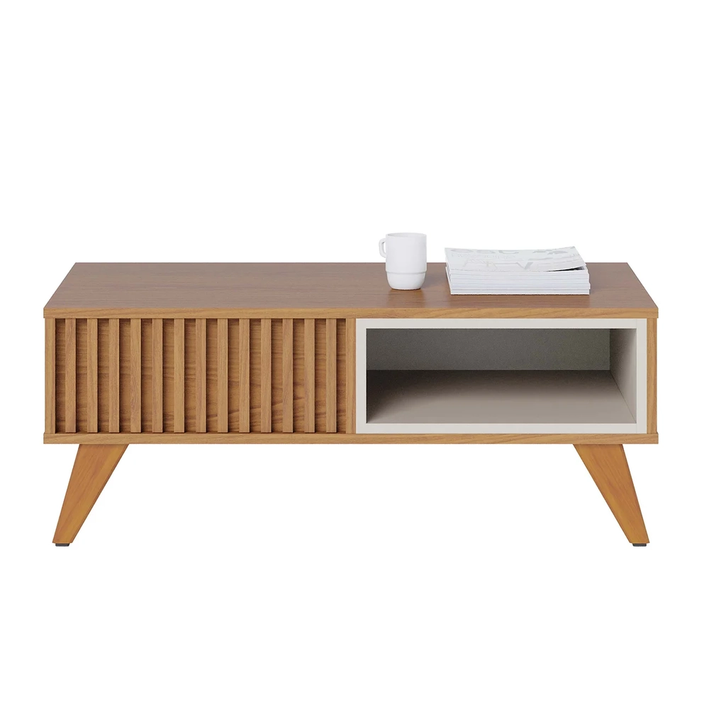 Mesa de Centro Para Sala Ripada Leo Freijó/Off White Matte C05 - Mpozenato