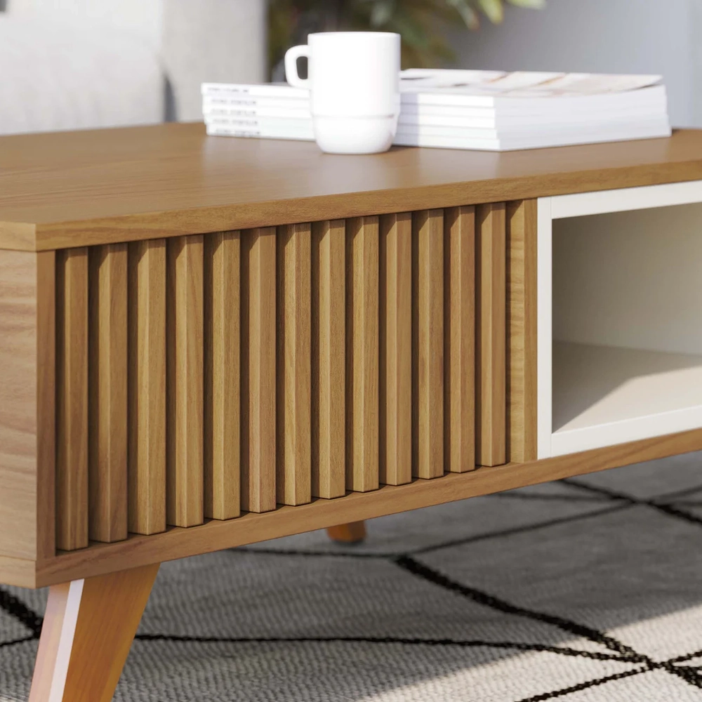 Mesa de Centro Para Sala Ripada Leo Freijó/Off White Matte C05 - Mpozenato