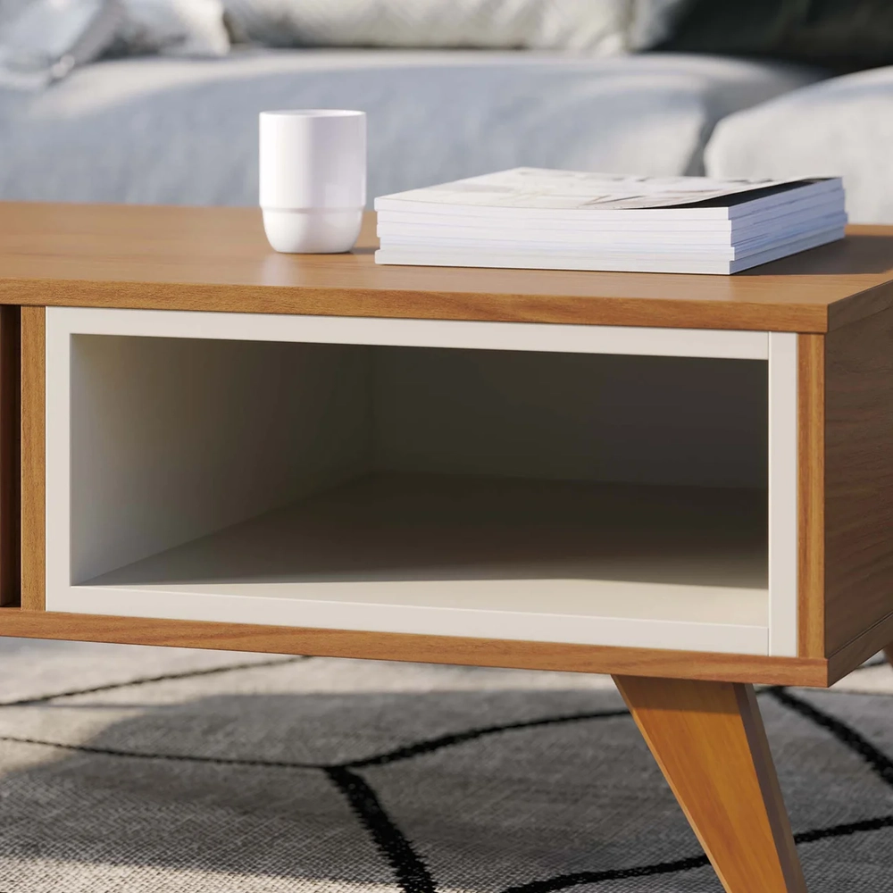 Mesa de Centro Para Sala Ripada Leo Freijó/Off White Matte C05 - Mpozenato