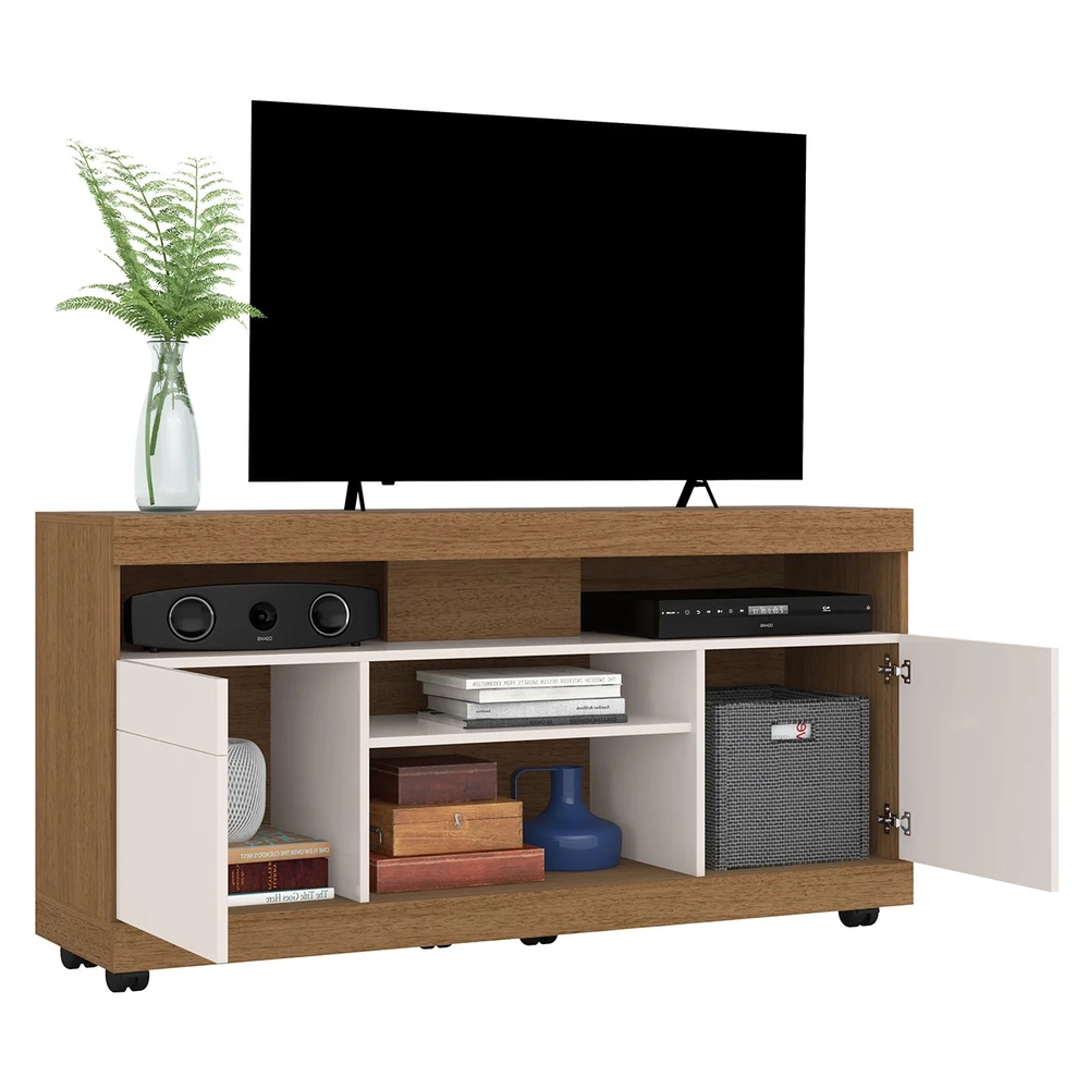 Rack Bancada Para TV 47 Pol 136cm Pavia Freijó/Off White C05 - Mpozenato