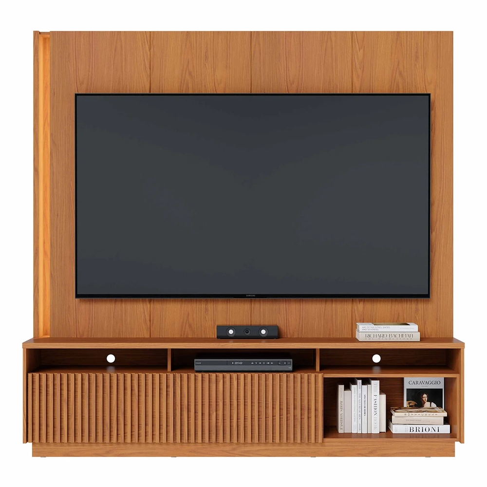 Estante Painel TV 75 Pol Com LED 200cm Mafra Freijó C05    - Mpozenato