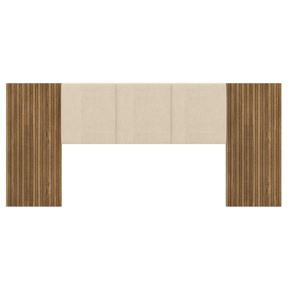 Cabeceira Casal Queen 268cm Com LED Dubai Zen Linho Bege - Vila Rica