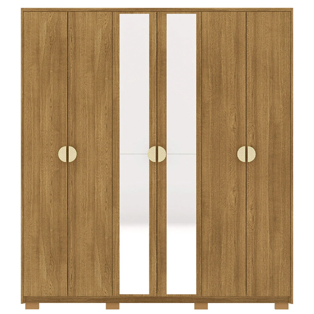 Guarda Roupa Casal 203cm Com Espelho Noronha Nature - Vila Rica