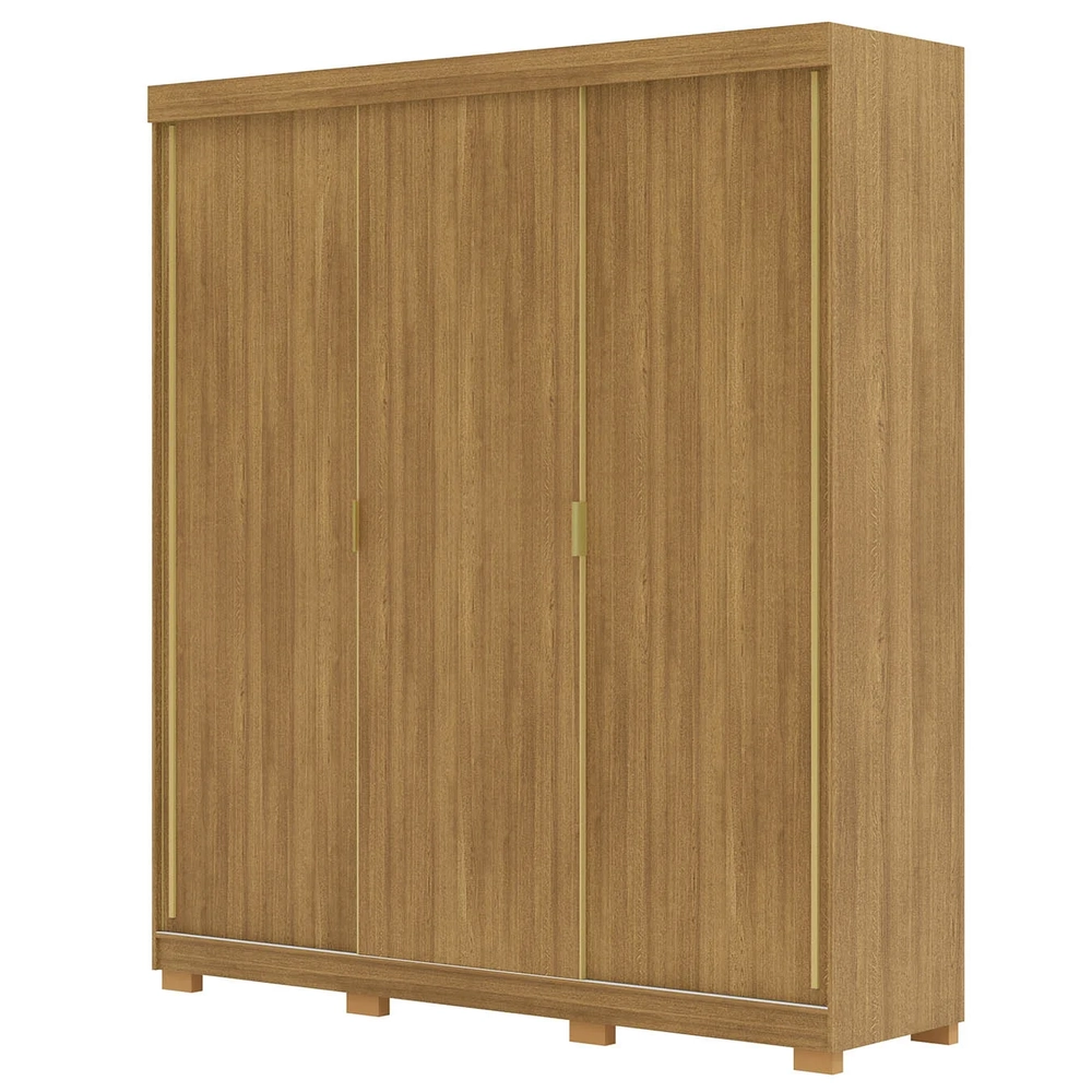 Guarda Roupa Casal 200cm 3 Portas Porto Flex Nature/Alasca - Vila Rica